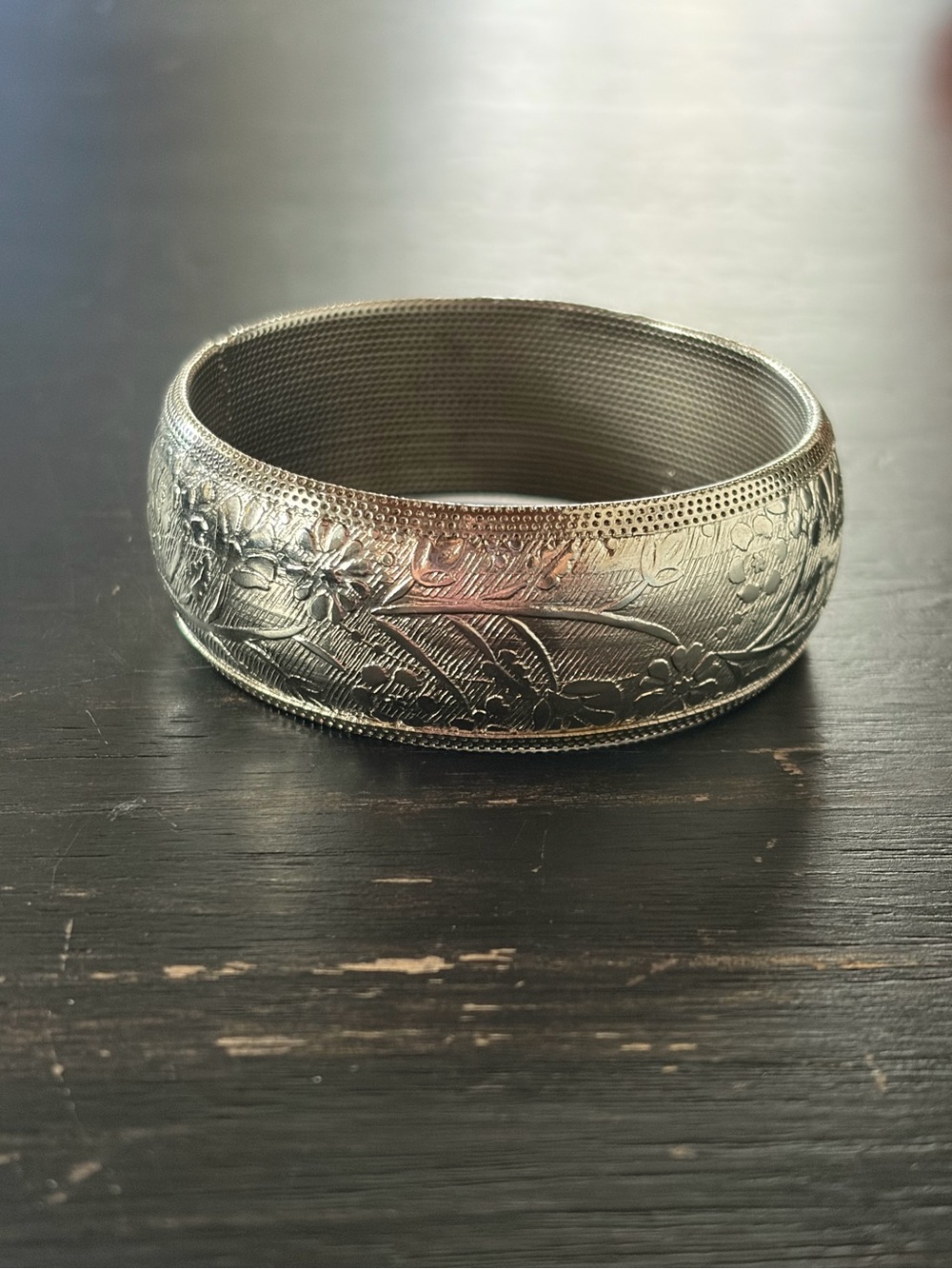 Silver Floral Bangle